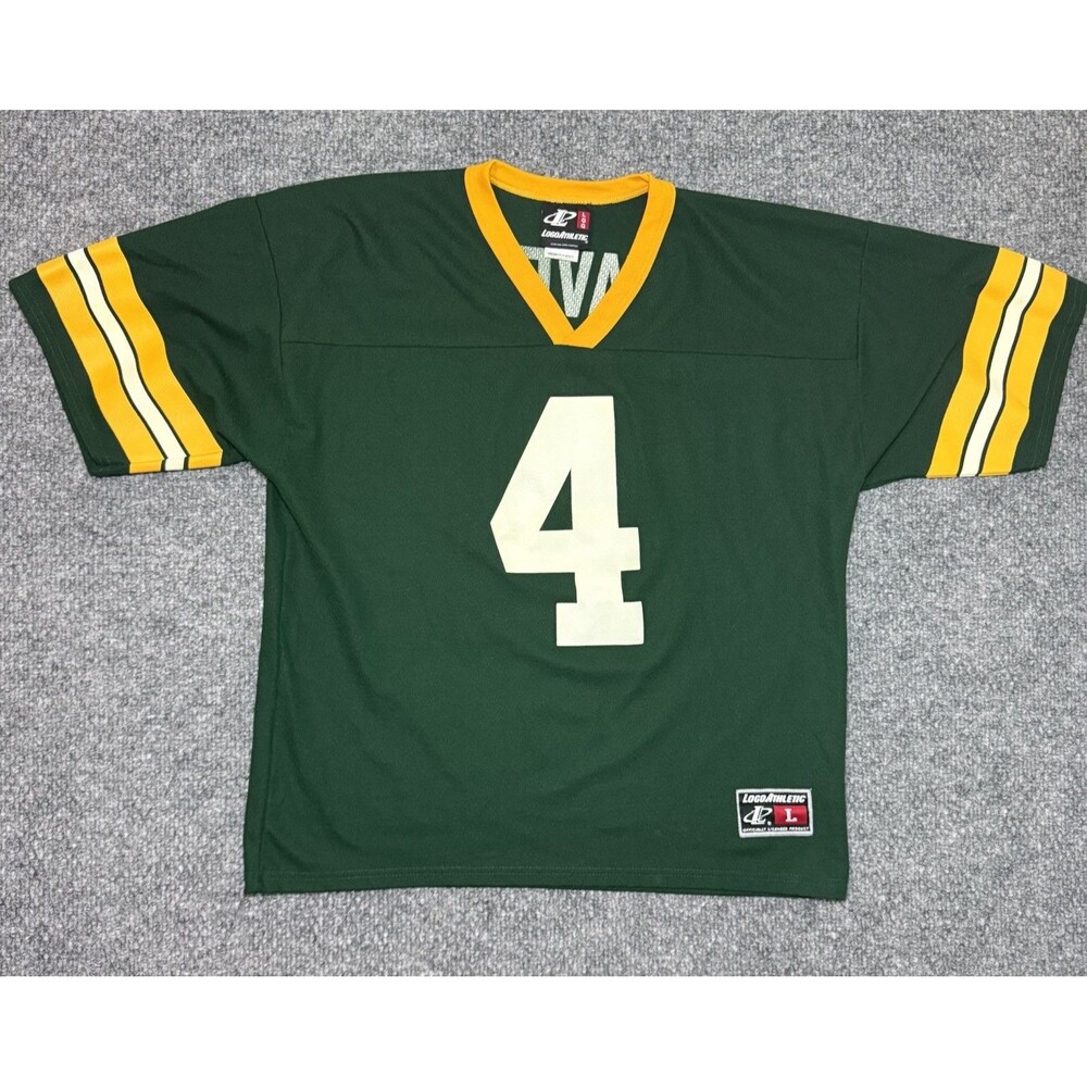 Green Bay Packers Jersey Brett Favre #4 NFL Logo Athletic Green Mens Size Large